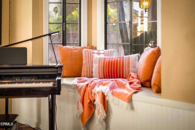 living area with wainscoting