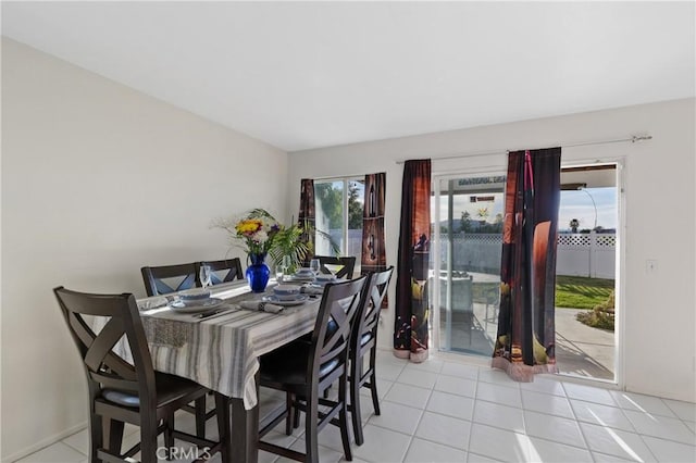 dining room with light tile patterned floors