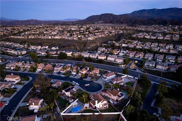 aerial view with a residential view and a mountain view