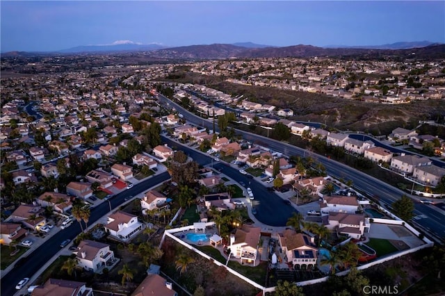 aerial view with a residential view and a mountain view