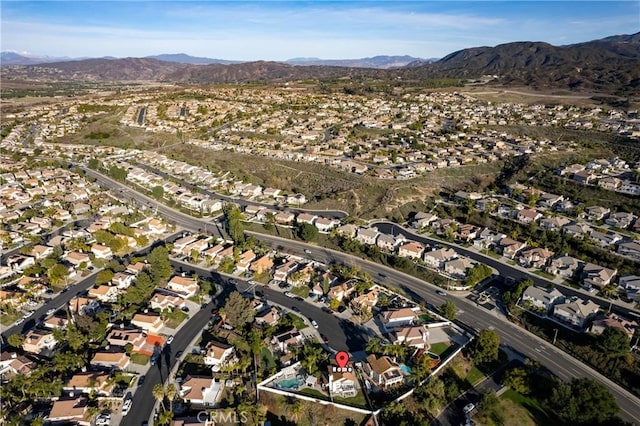 birds eye view of property featuring a residential view and a mountain view