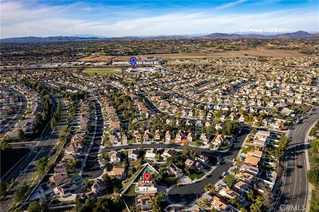 aerial view with a residential view and a mountain view