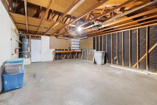 basement with water heater