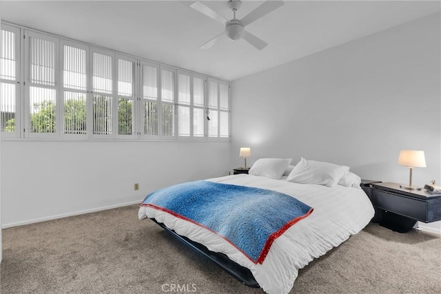 bedroom with carpet and ceiling fan