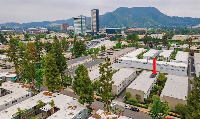 drone / aerial view with a mountain view