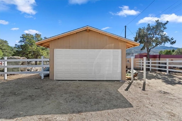 view of detached garage