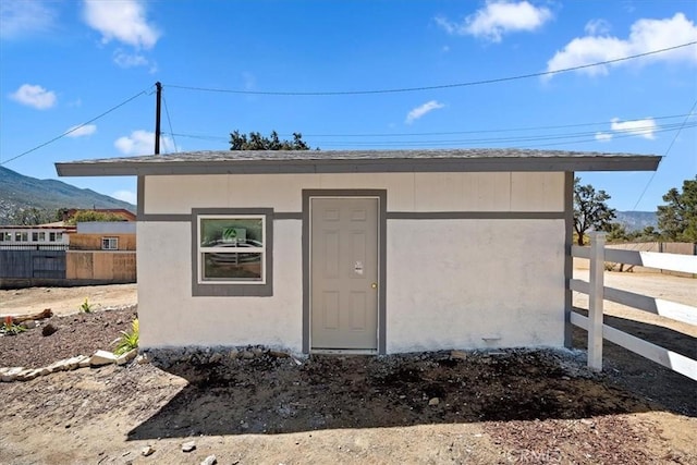 69719 Palm Springs Ave, Mountain Center, CA 92561 - view of outbuilding with an outdoor structure, fence, and a mountain view