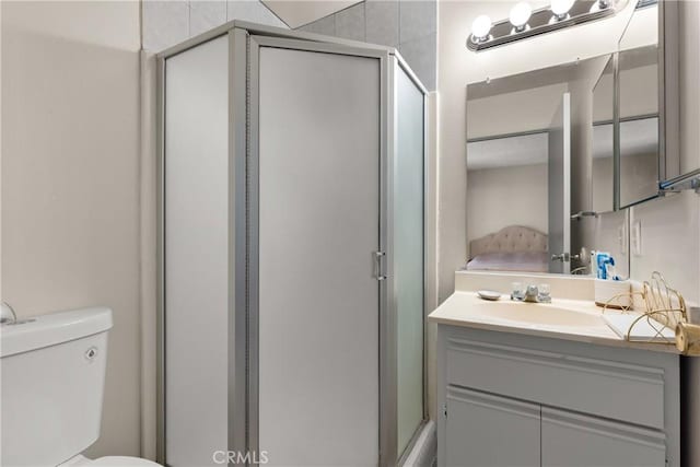 420 W Windsor Rd, Glendale, CA 91204 - full bathroom with vanity, a shower stall, toilet, and ensuite bath
