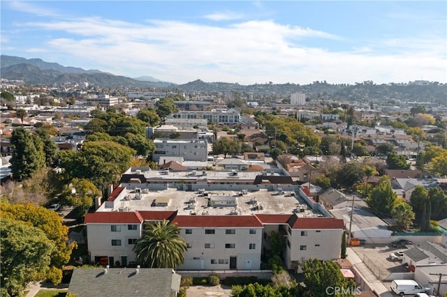 aerial view with a mountain view