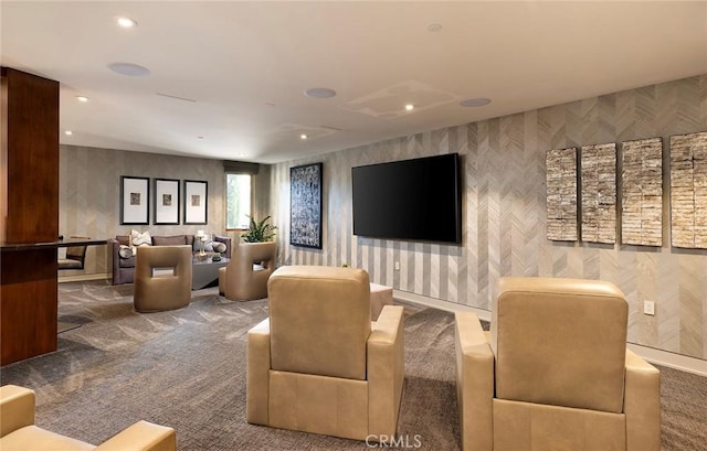 view of carpeted home theater room