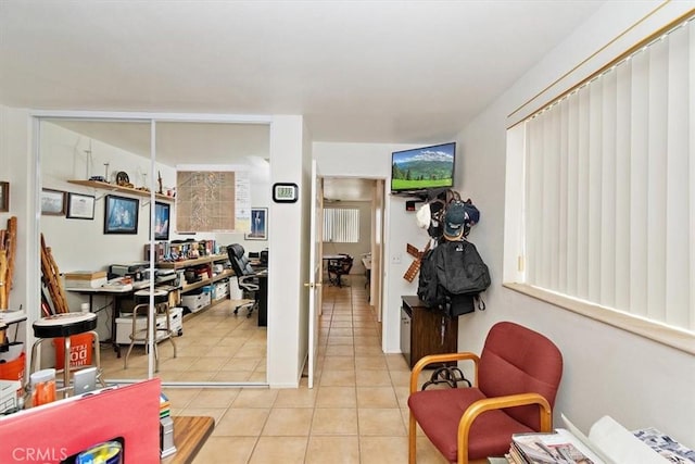 interior space with light tile patterned floors