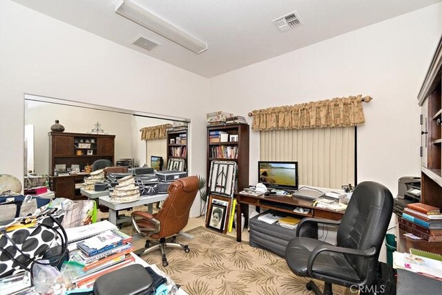 office with light colored carpet