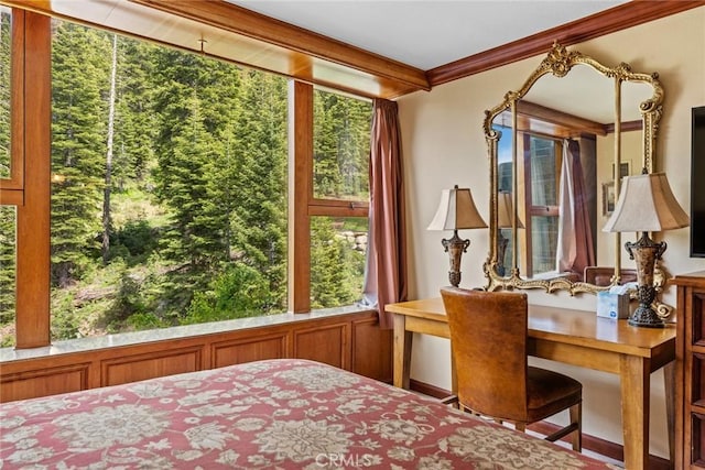 bedroom featuring crown molding