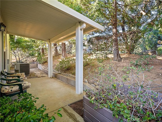 view of patio featuring central AC unit