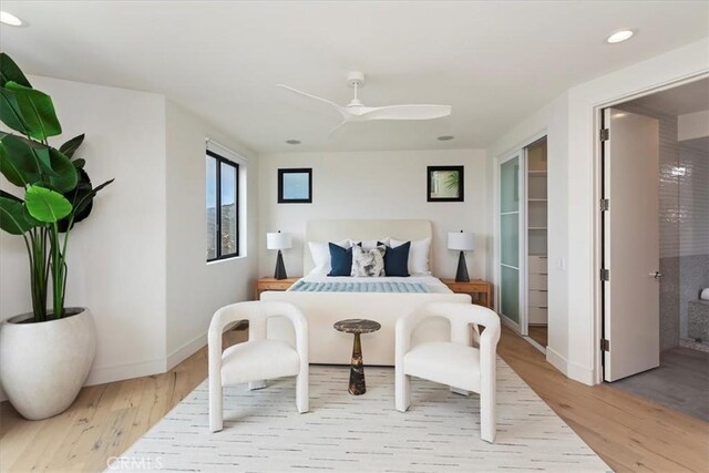 1425 Skyline Dr, Laguna Beach, CA 92651 - bedroom featuring wood finished floors, recessed lighting, and a ceiling fan