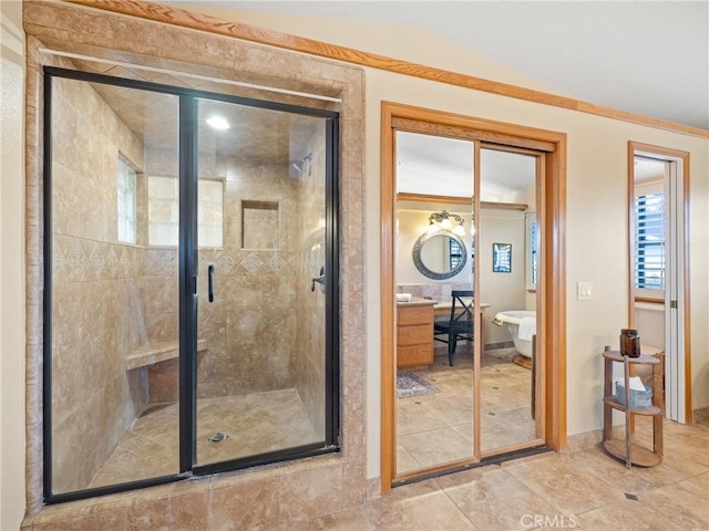 bathroom with walk in shower