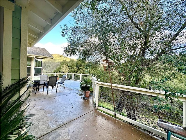 balcony with a patio area