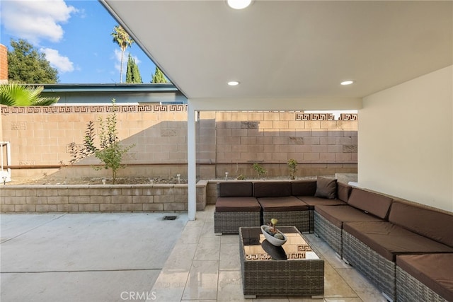 view of patio / terrace with an outdoor living space