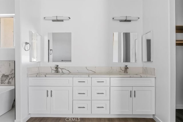 bathroom featuring vanity and a bathing tub