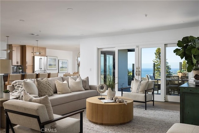 living room with light wood-style floors