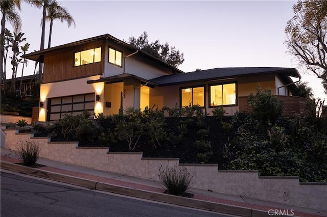 view of front of house with a garage