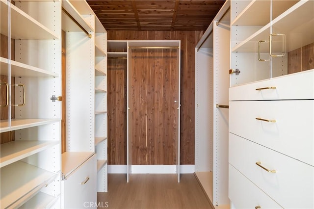 spacious closet with light wood-type flooring