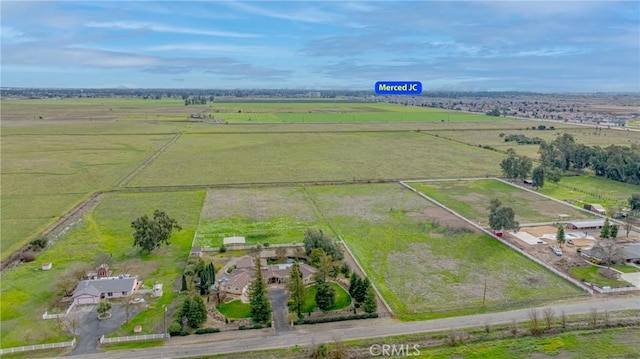 aerial view with a rural view