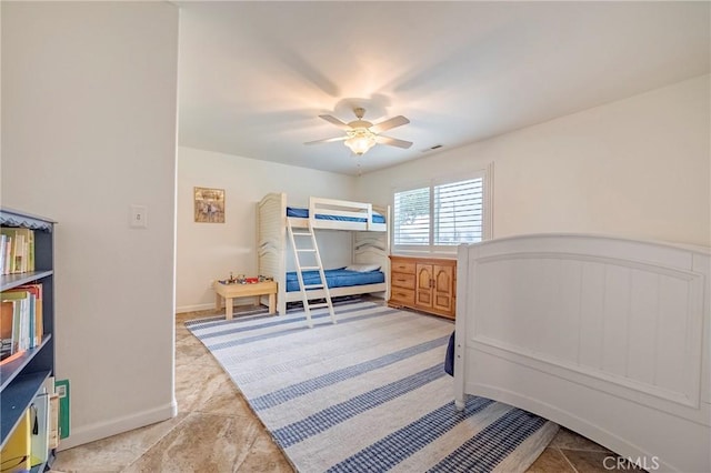 bedroom featuring ceiling fan