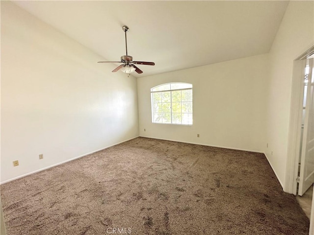 carpeted empty room with ceiling fan