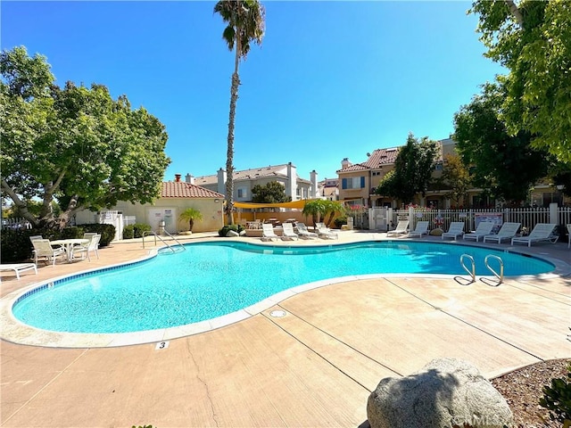 view of pool featuring a patio