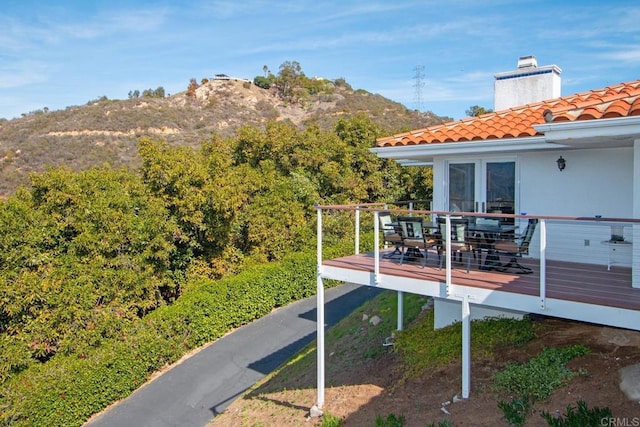 exterior space featuring a mountain view