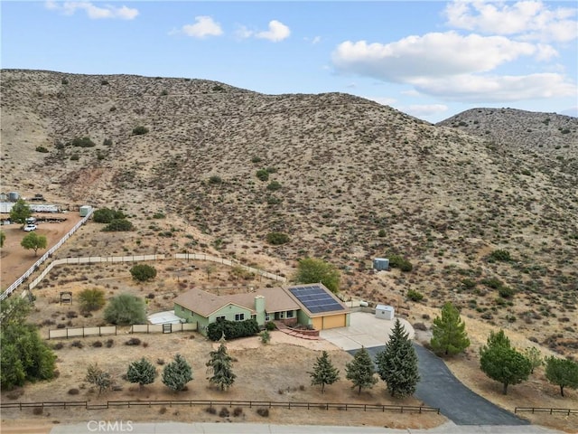 aerial view with a mountain view