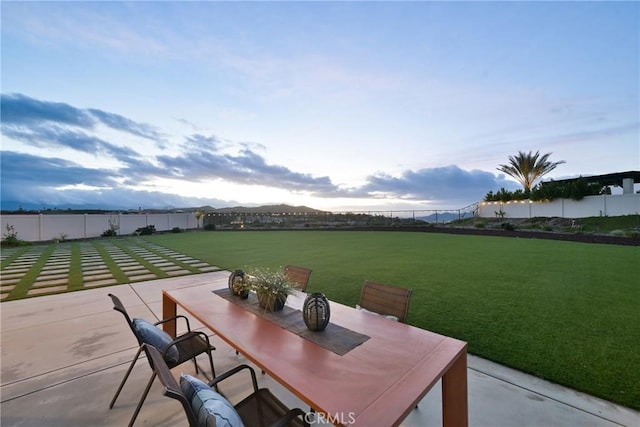 view of patio featuring a mountain view