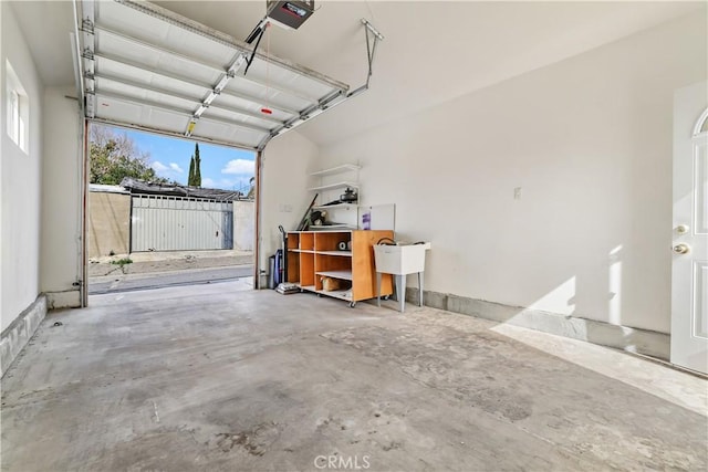 garage with a garage door opener