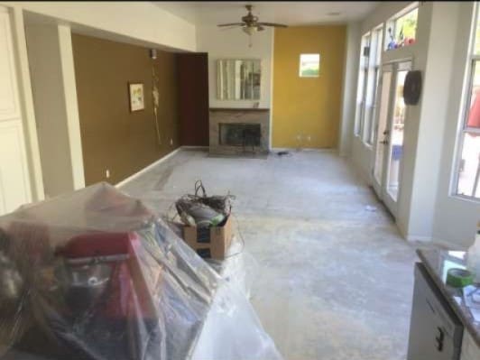 living area with a fireplace