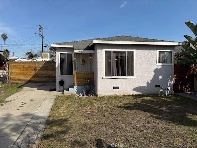 1408 S Burris Ave, Compton, CA 90221 - back of house with crawl space, a shingled roof, and stucco siding