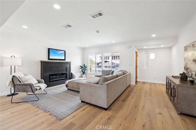 living room featuring light hardwood / wood-style floors