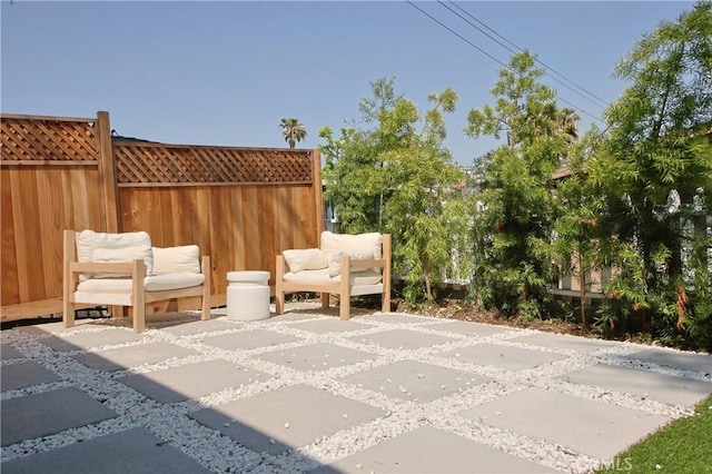 view of patio featuring an outdoor hangout area