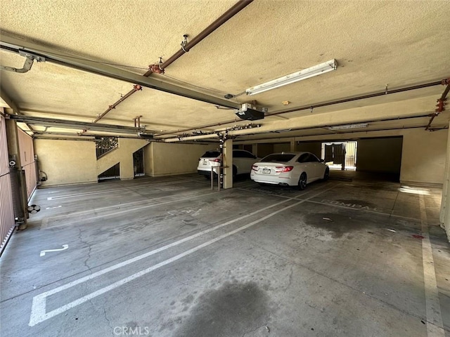 garage with a garage door opener