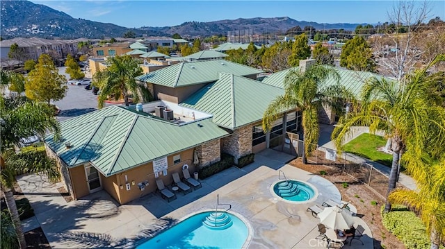 bird's eye view with a residential view and a mountain view