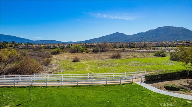 view of mountain feature with a rural view