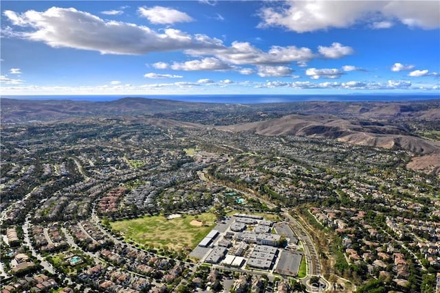 bird's eye view with a mountain view