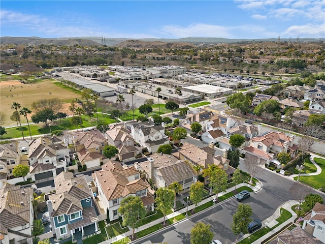 bird's eye view with a mountain view