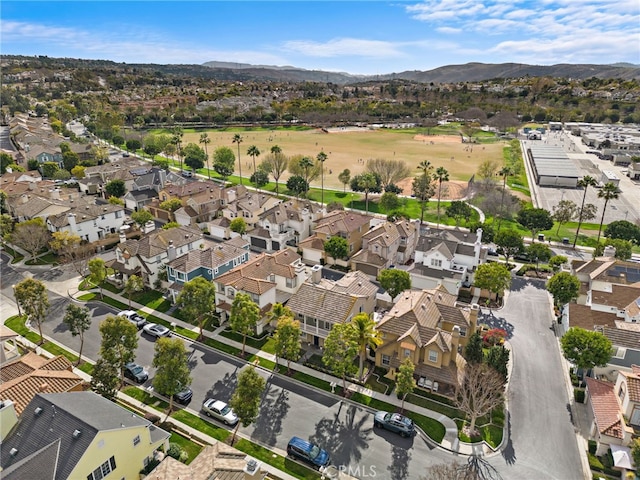 bird's eye view with a mountain view