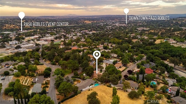 view of aerial view at dusk