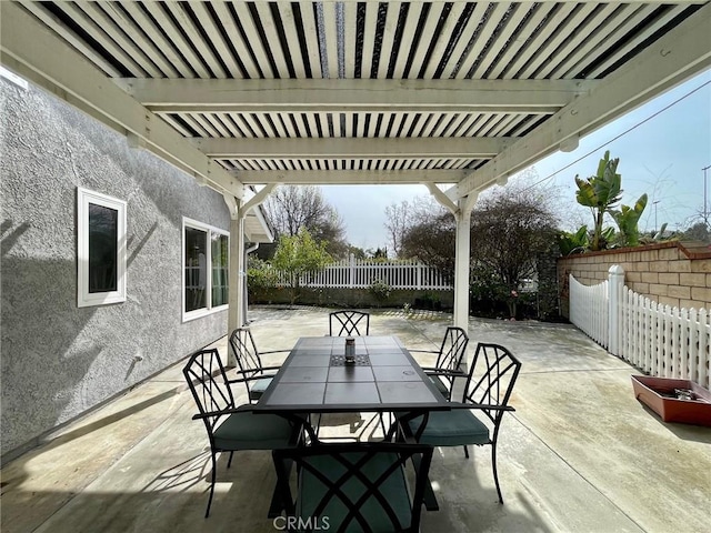 view of patio featuring a pergola