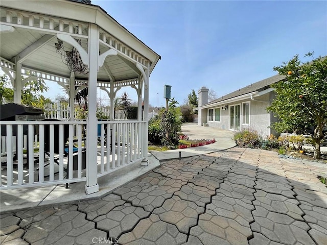 view of patio featuring a gazebo