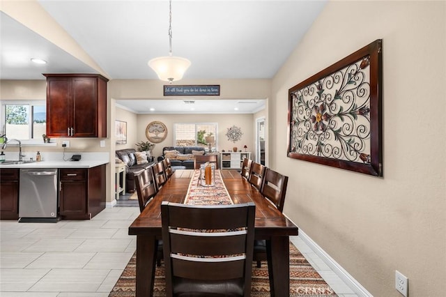 dining area with sink