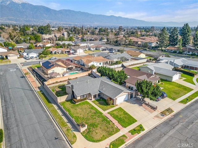 aerial view with a mountain view