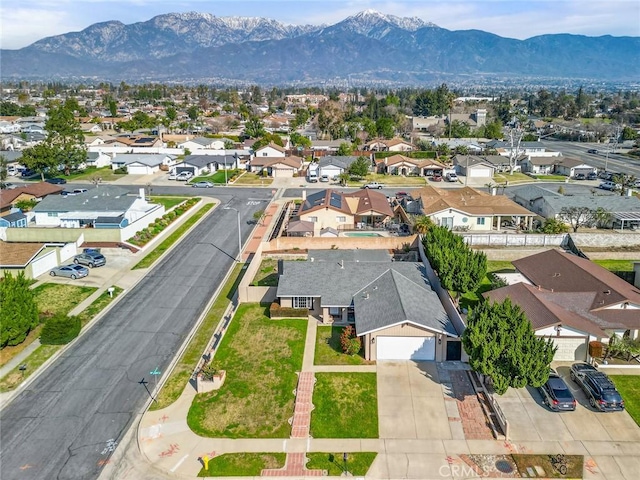 drone / aerial view with a mountain view